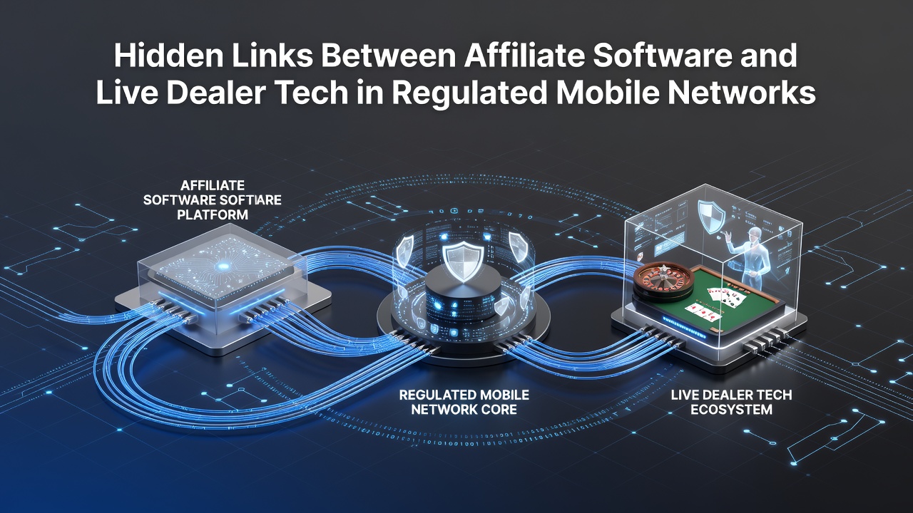 Technical flowchart illustrating API connections and compliance data flows in mobile live dealer setups