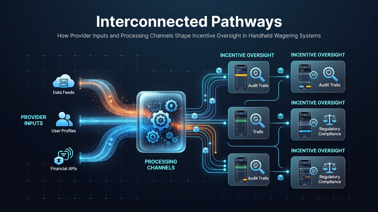 Diagram illustrating data flows between game providers and mobile wagering platforms