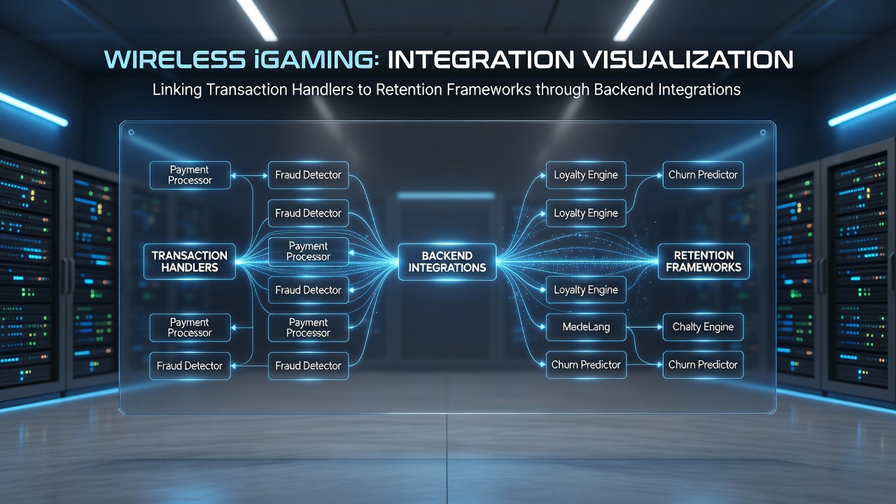 Mobile transaction flow illustration connecting payment gateways with player retention dashboards